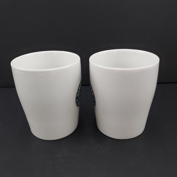 Starbucks Coffee Cup Mermaid Logo 8oz Ceramic Mug 2007 White and Green Set of 2 - Picture 2 of 8